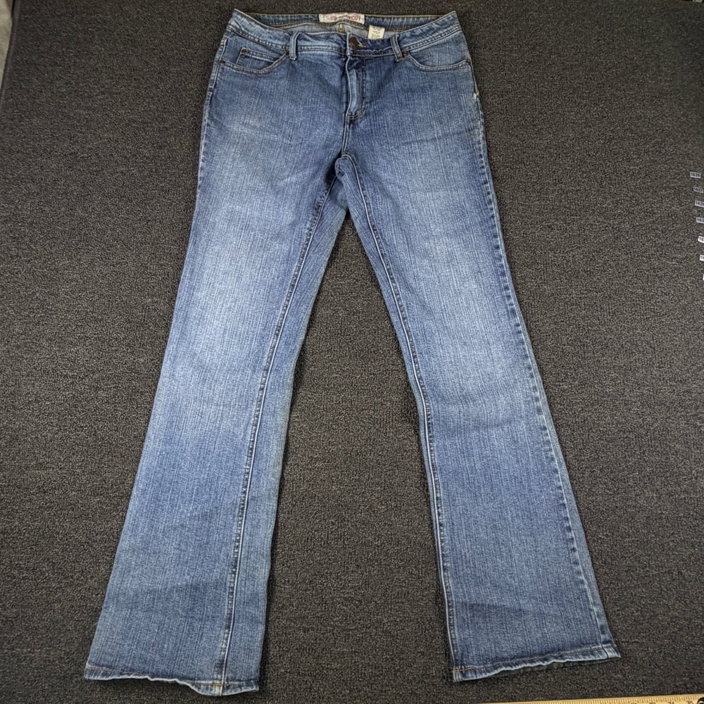 Faded Glory Jeans Womens 12 (35x33) Tall Stretch Bootcut Blue Dark Stone EUC